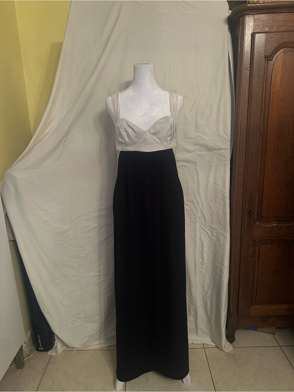 Zara Black and Ivory Two-Tone Maxi Dress